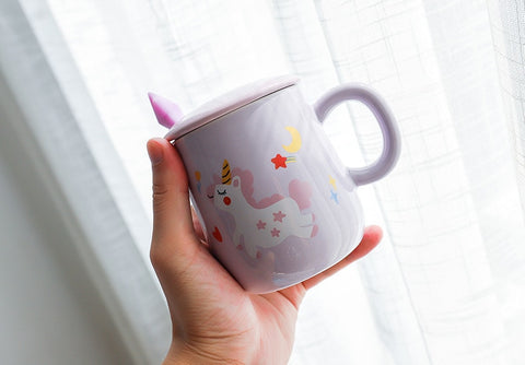 Unicorn Mug with Lid and 3D Star Spoon